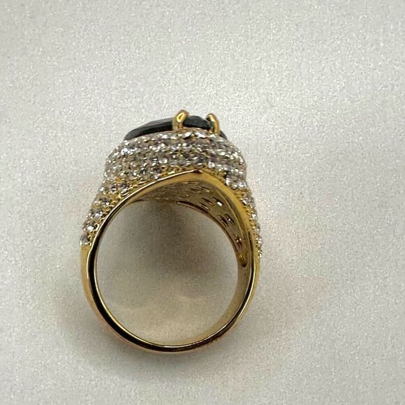 Akkad black rhinestone pear shaped cocktail Ring NWT - Picture 6 of 11